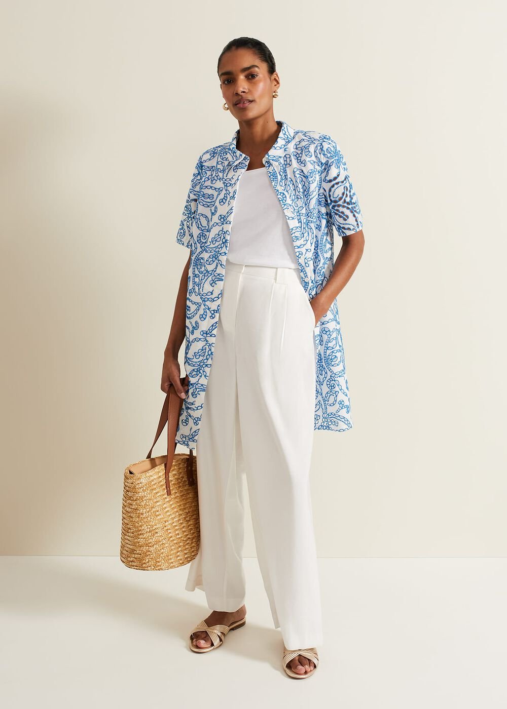 Nicky Broderie Swing Dress - Blue