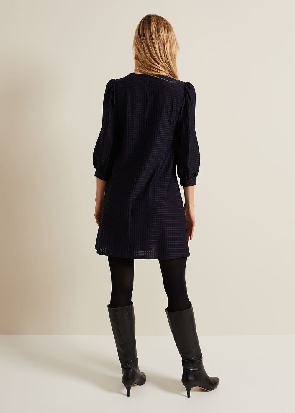 Dannie Textured Tunic Dress - Navy