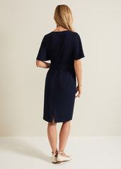 Fanella Belted Jersey Dress - Navy
