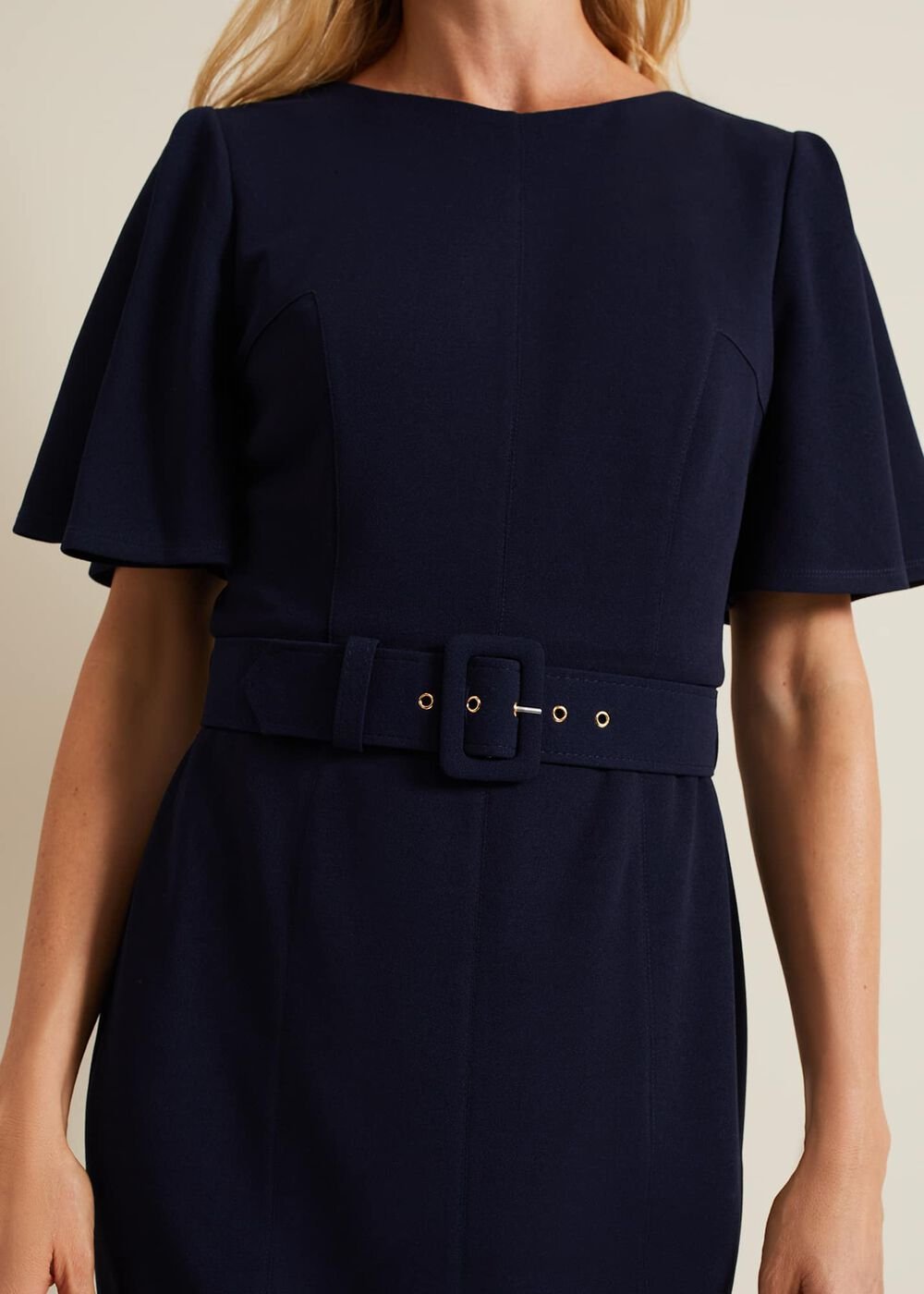 Fanella Belted Jersey Dress - Navy