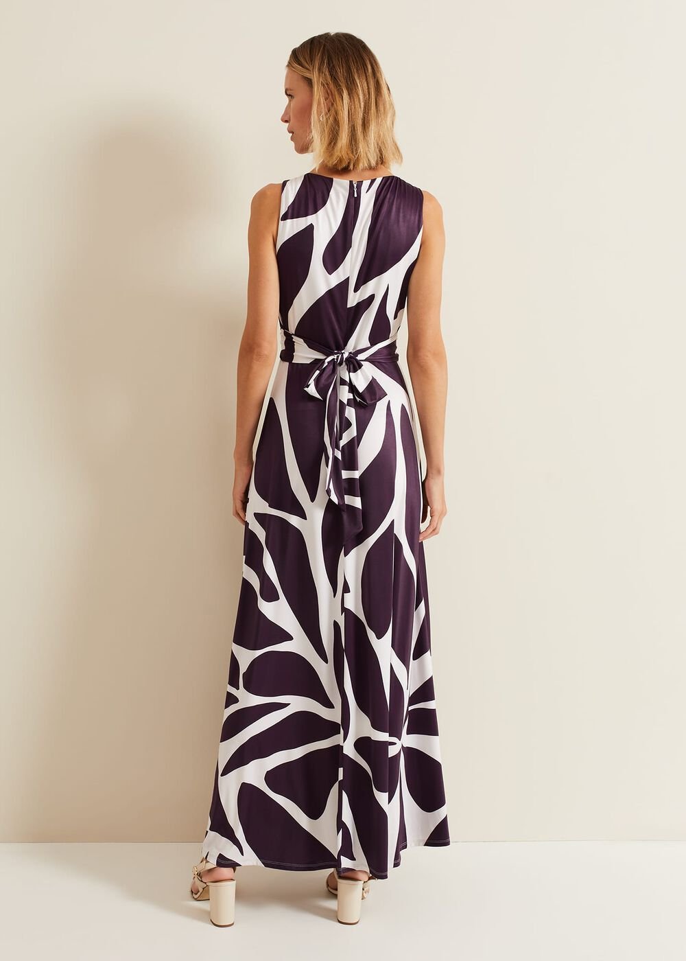 Palmer Leaf Print Maxi Dress - Purple