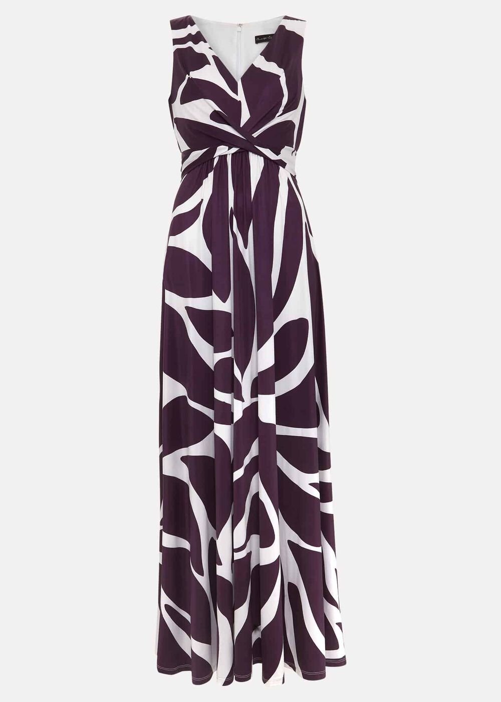 Palmer Leaf Print Maxi Dress - Purple