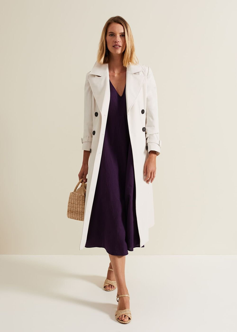 Lotty Puff Sleeve Midi Dress - Purple