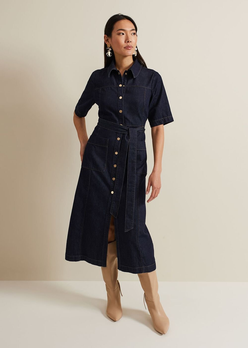 Sonny Denim Midi Dress - Navy