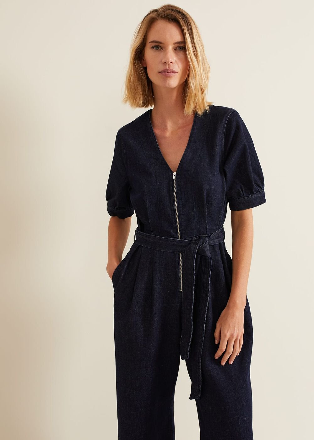 Florisa Denim Jumpsuit - Mid Wash