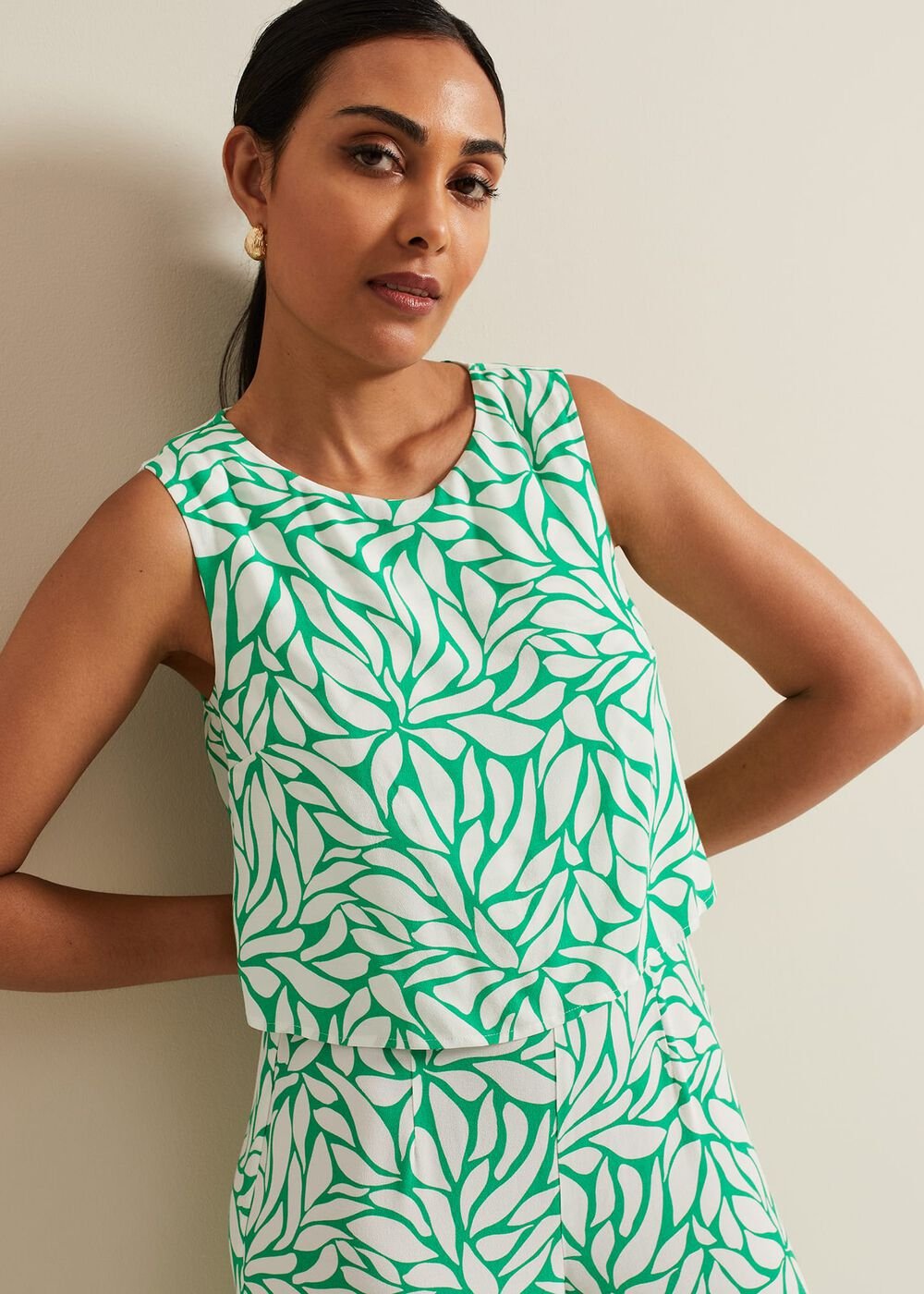 Petite Aubrey Geo Jumpsuit - Green