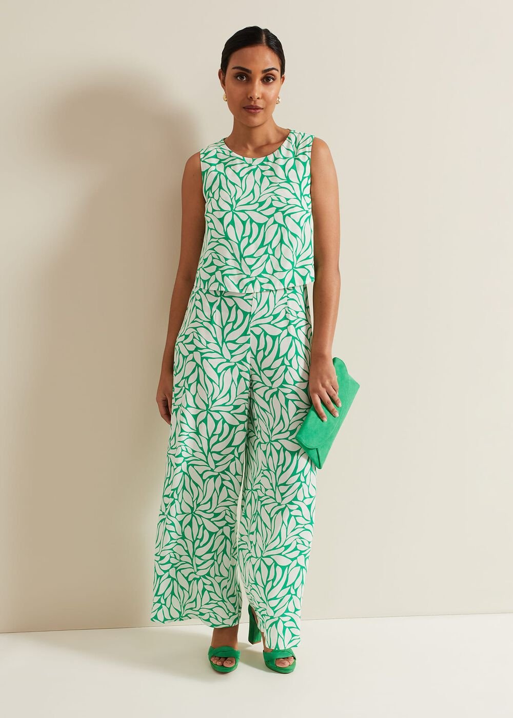 Petite Aubrey Geo Jumpsuit - Green