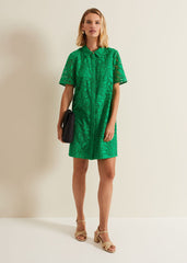 Nicky Broderie Swing Dress - Green