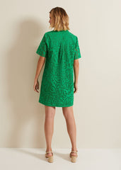 Nicky Broderie Swing Dress - Green