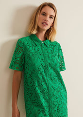 Nicky Broderie Swing Dress - Green
