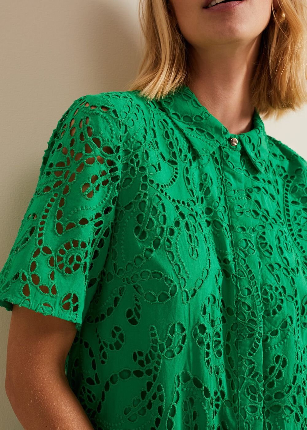 Nicky Broderie Swing Dress - Green