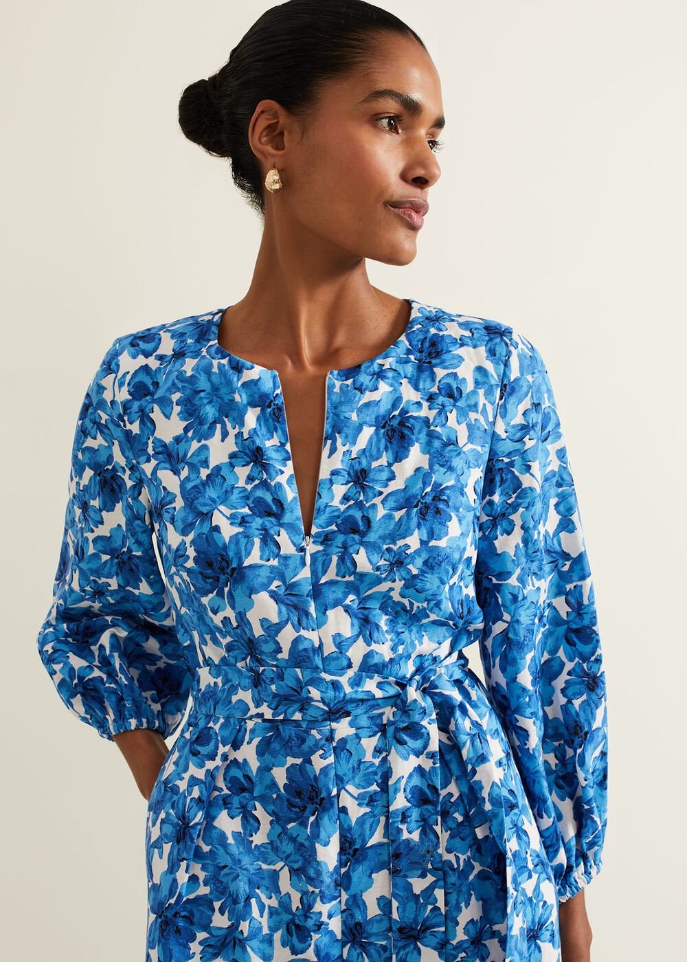 Rosey Floral Zip Jumpsuit - Blue