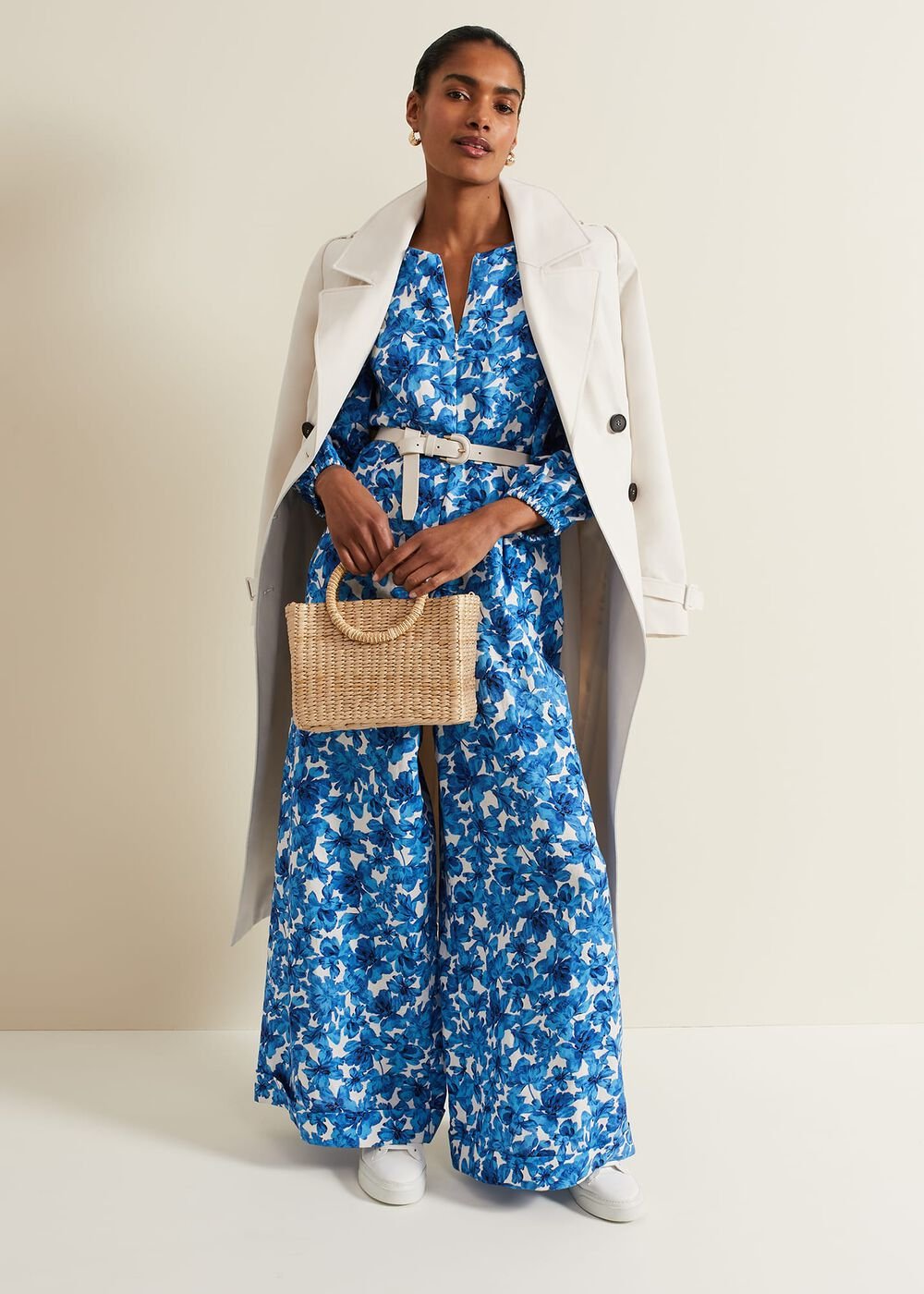 Rosey Floral Zip Jumpsuit - Blue