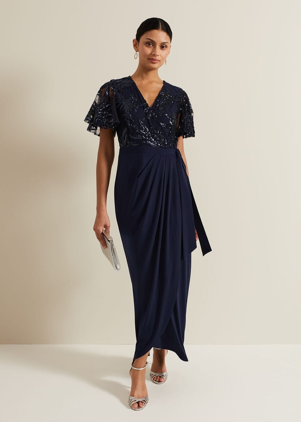 Minty Sequin Bodice Maxi Dress - Navy