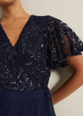 Minty Sequin Bodice Maxi Dress - Navy