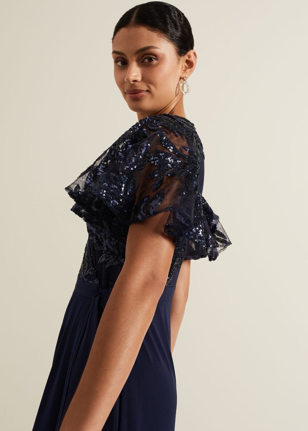 Minty Sequin Bodice Maxi Dress - Navy