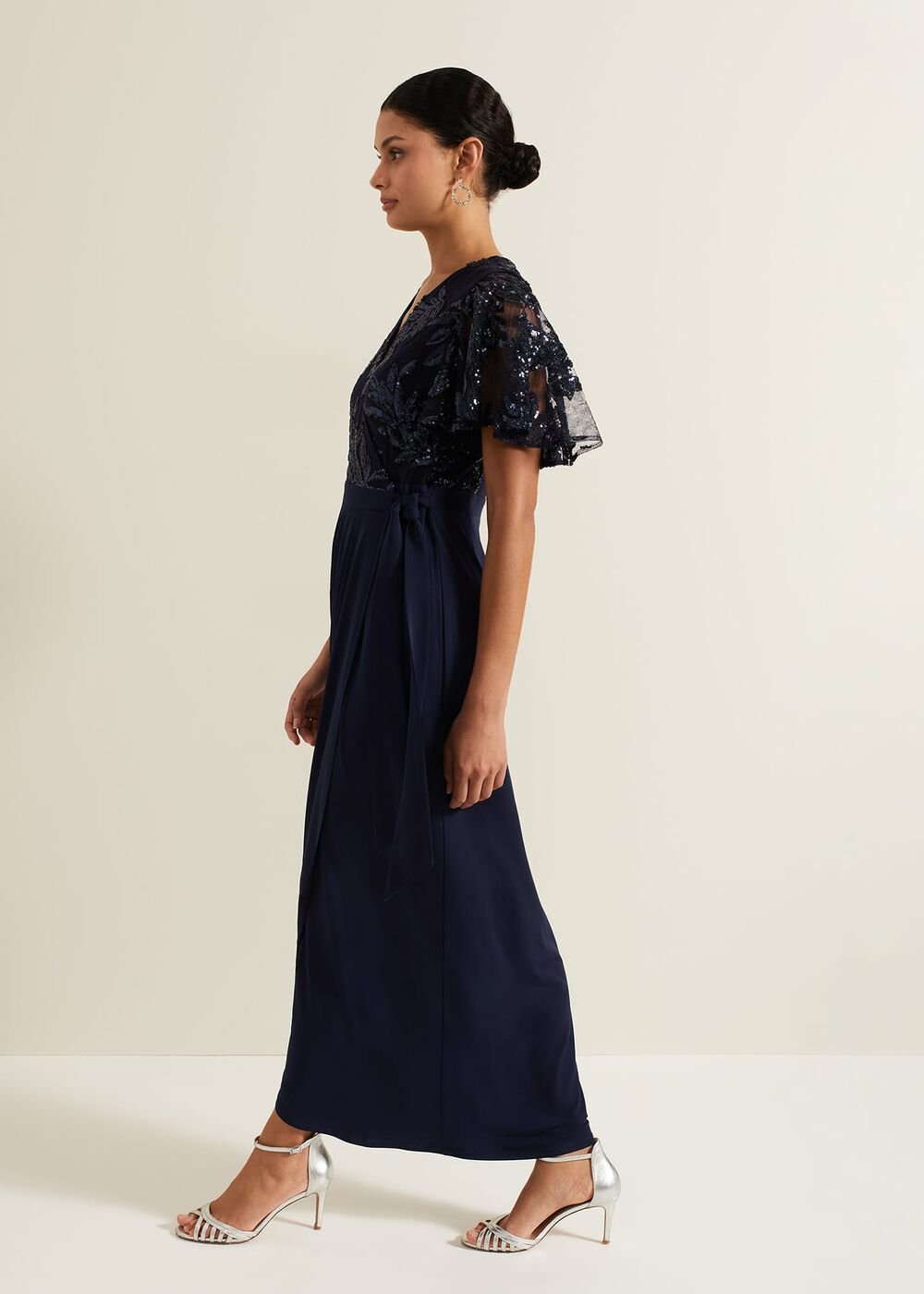 Minty Sequin Bodice Maxi Dress - Navy