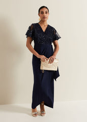 Petite Minty Sequin Bodice Maxi Dress - Navy
