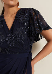 Petite Minty Sequin Bodice Maxi Dress - Navy