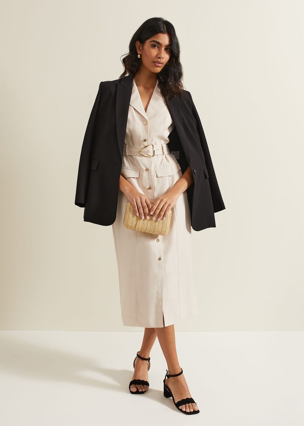 Kristal Utility Midi Dress - Cream