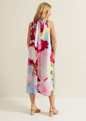 Leila Cotton Floral Midi Dress - Pink