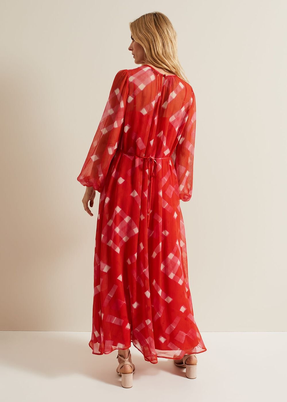 Tatianna Check Maxi Dress - Red