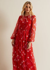 Tatianna Check Maxi Dress - Red
