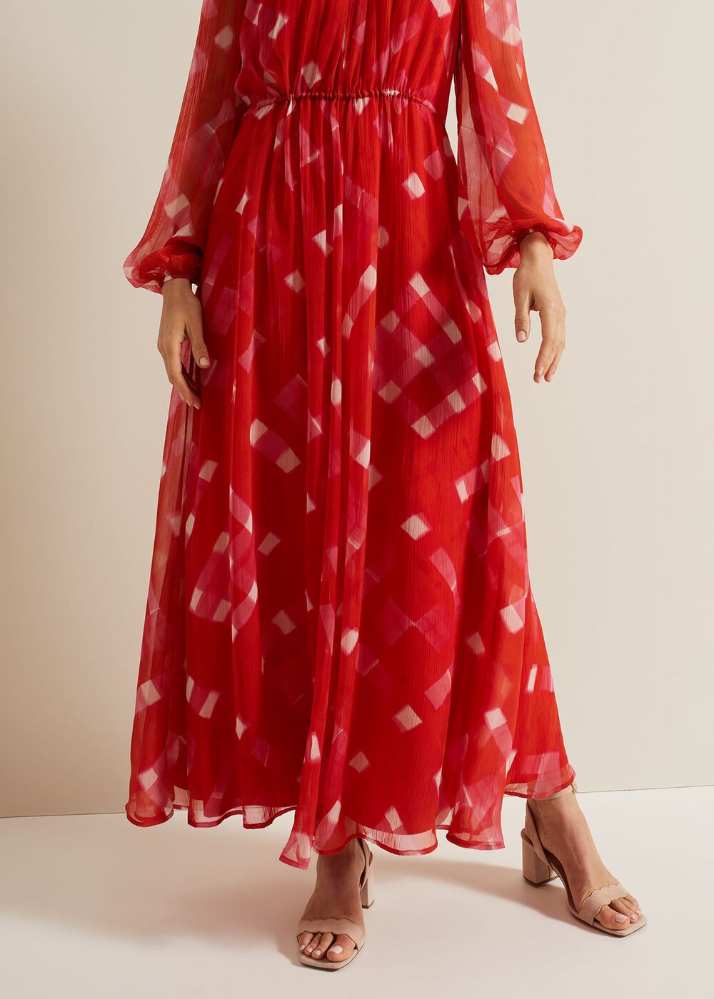 Tatianna Check Maxi Dress - Red