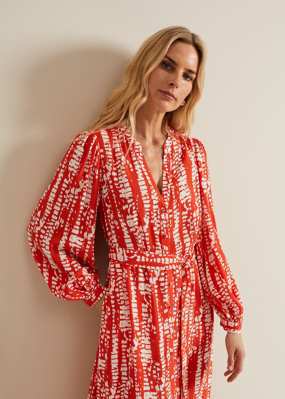 Louisa Abstract Maxi Dress - Red