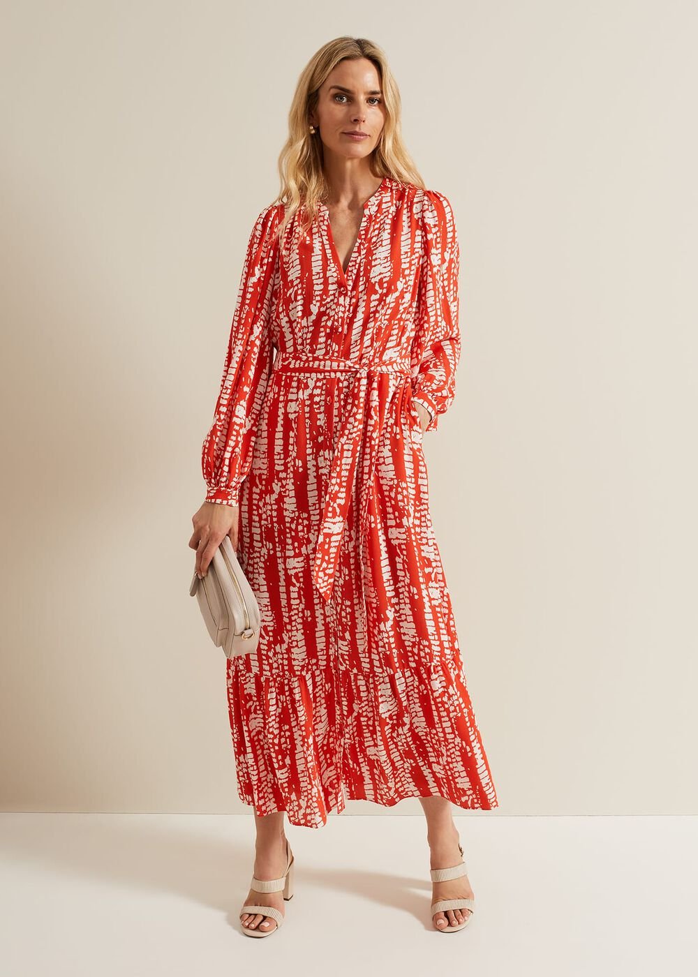 Louisa Abstract Maxi Dress - Red