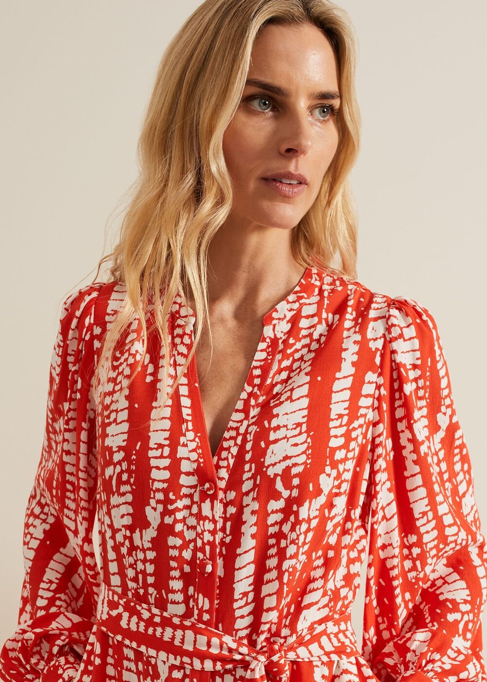 Louisa Abstract Maxi Dress - Red