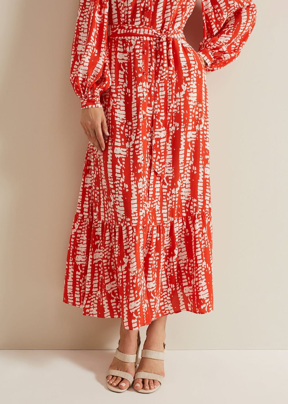 Louisa Abstract Maxi Dress - Red
