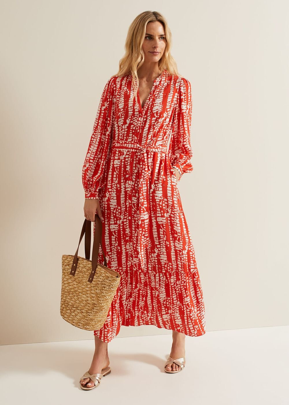 Louisa Abstract Maxi Dress - Red