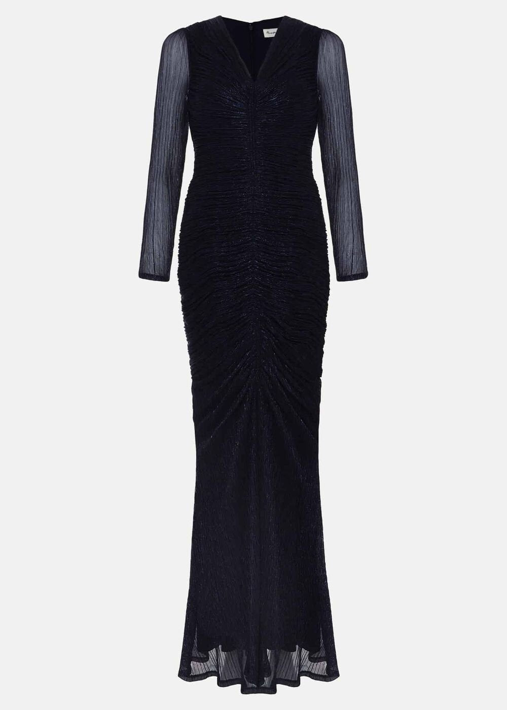 Shannia Ruched Shimmer Maxi Dress - Blue