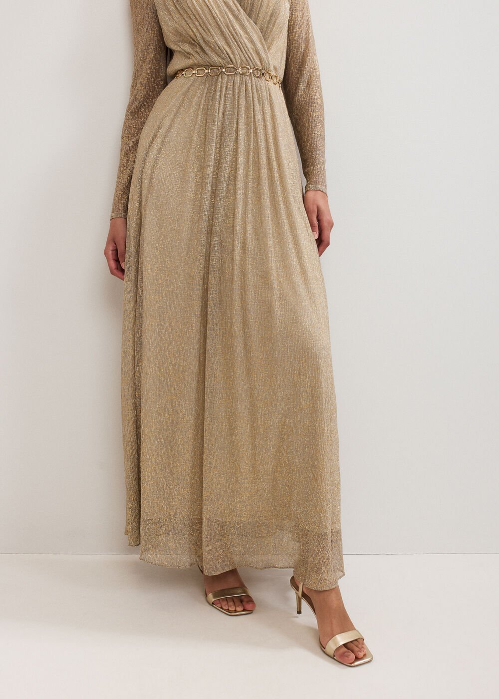 Masie Metallic Jersey Maxi Dress - Gold