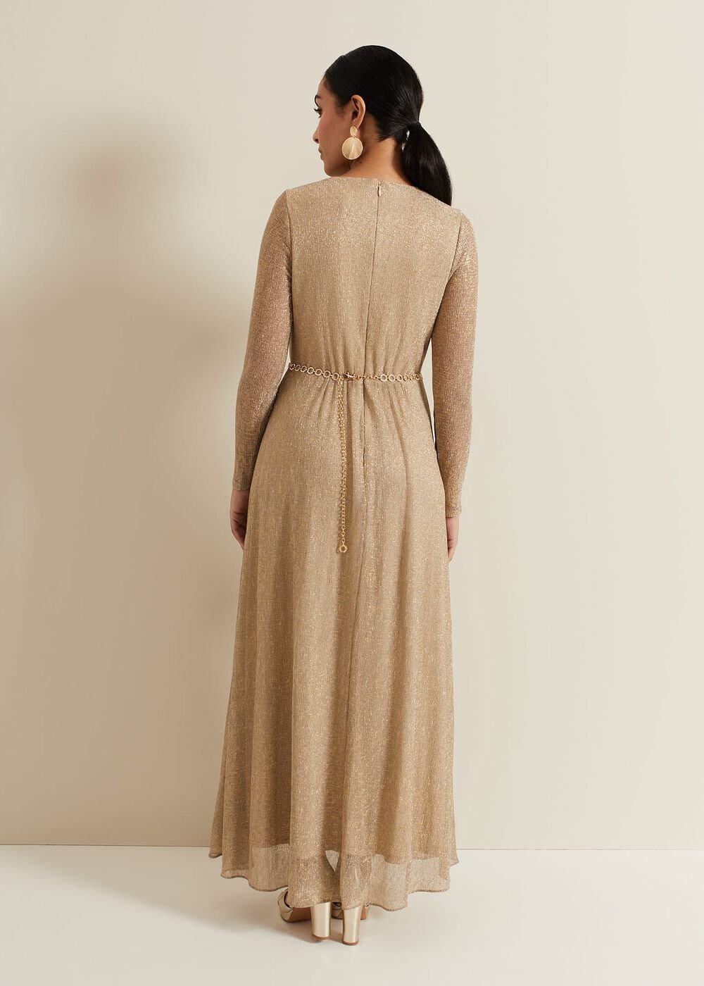 Petite Masie Metallic Jersey Maxi Dress - Gold