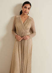 Petite Masie Metallic Jersey Maxi Dress - Gold