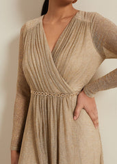 Petite Masie Metallic Jersey Maxi Dress - Gold
