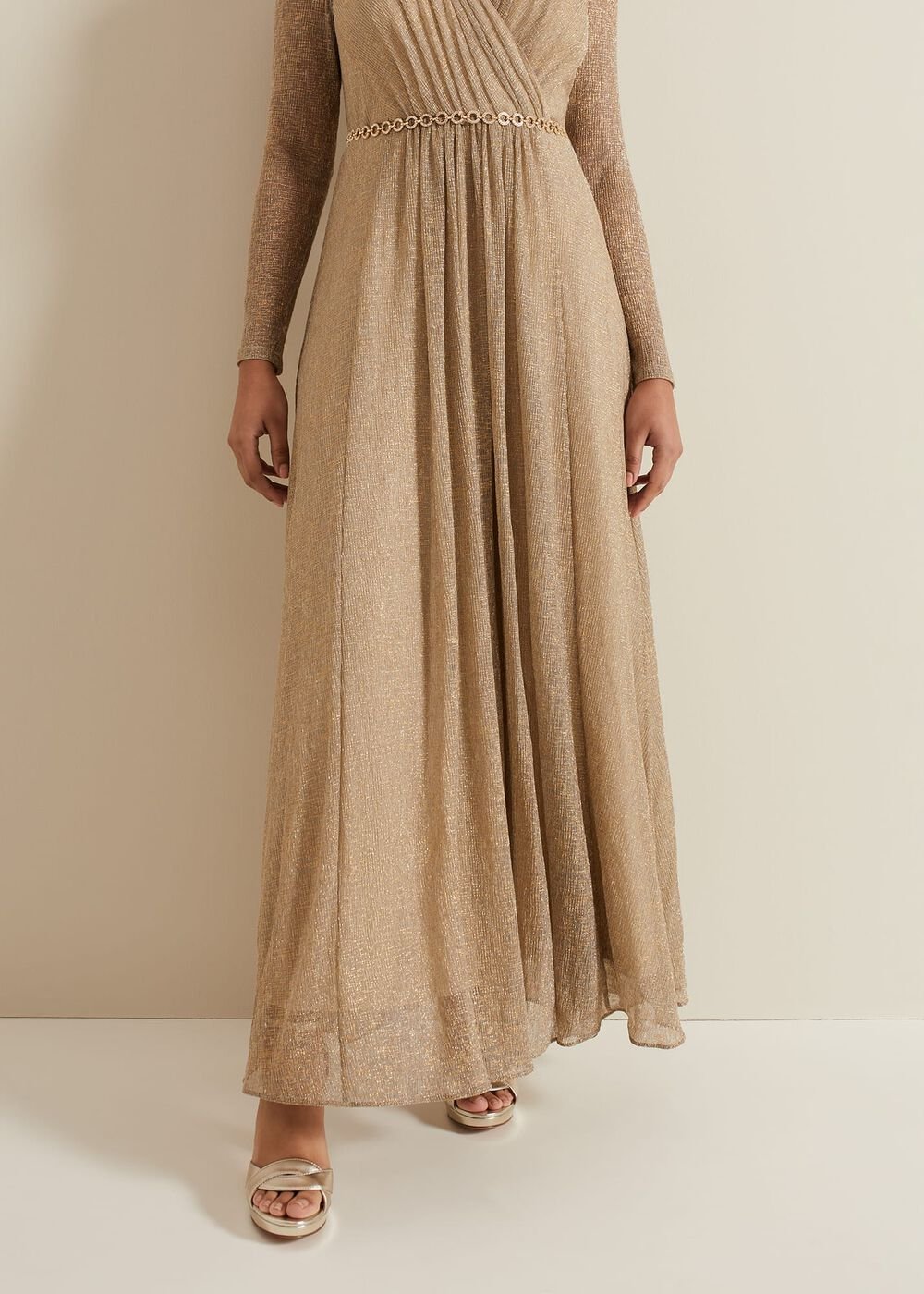 Petite Masie Metallic Jersey Maxi Dress - Gold