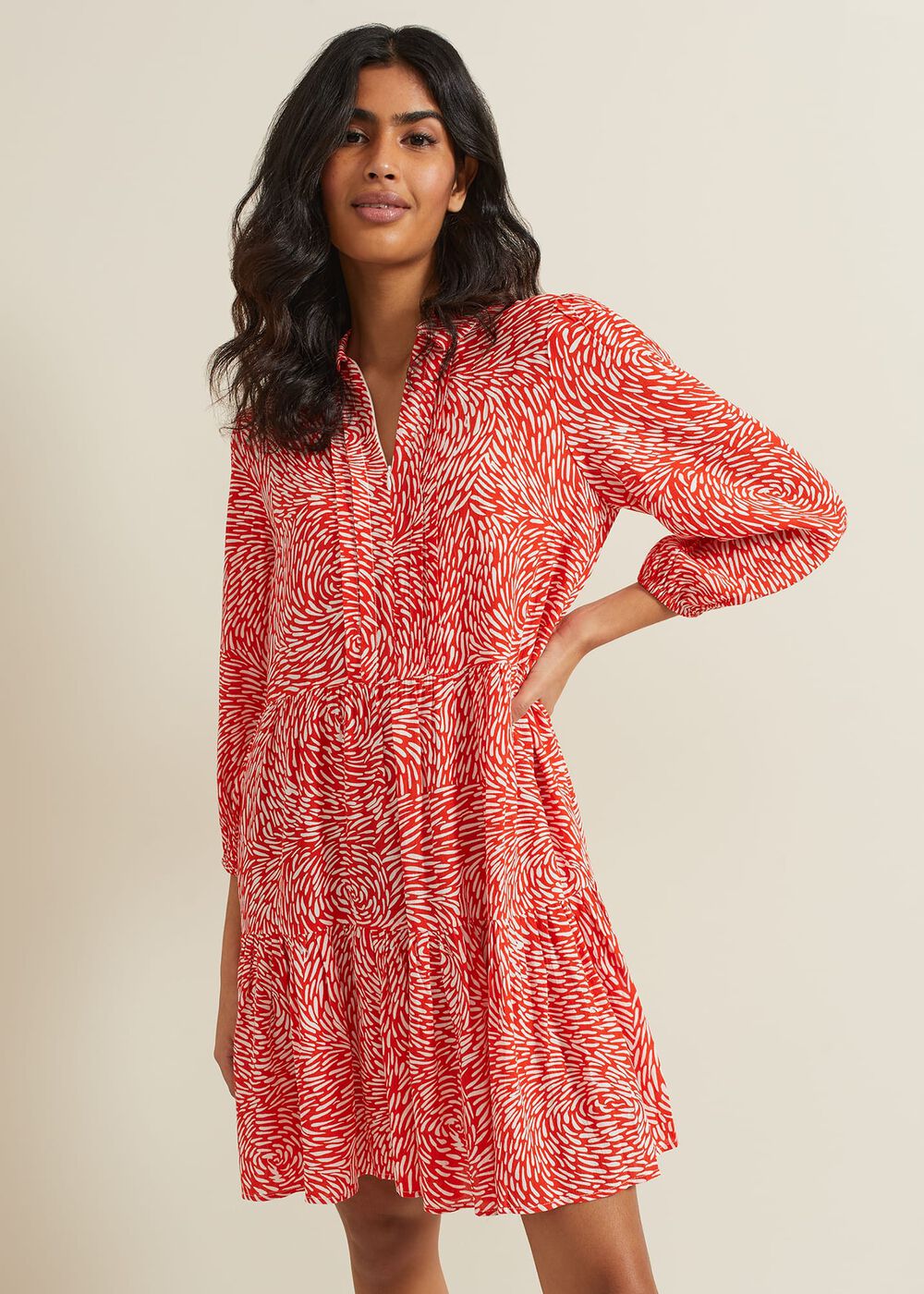 Carrie Abstract Swing Dress - Red