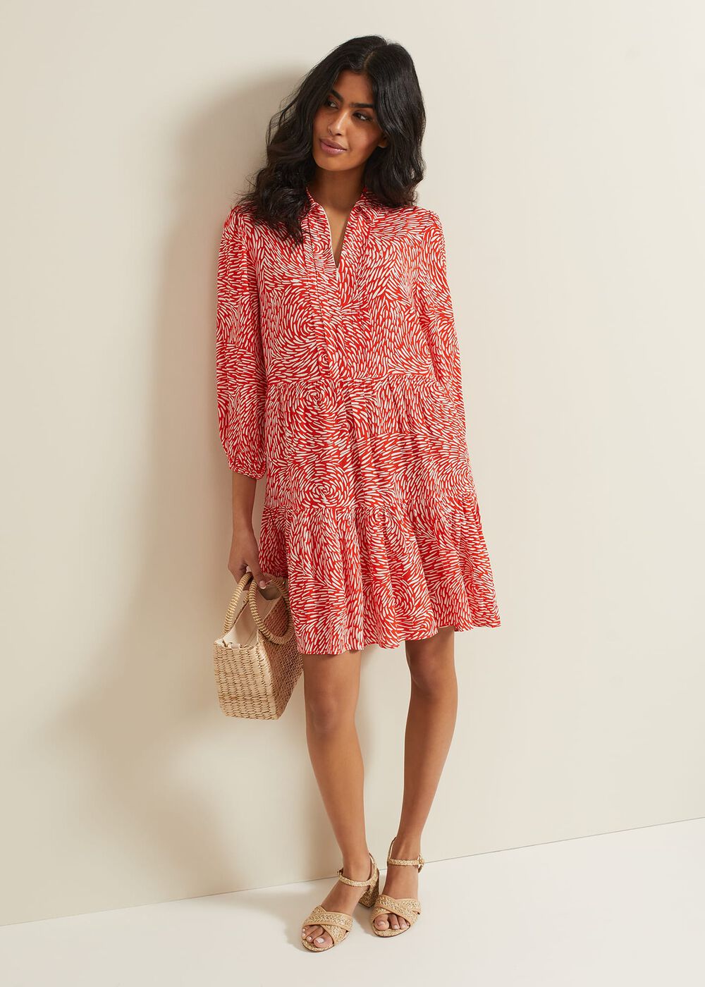 Carrie Abstract Swing Dress - Red