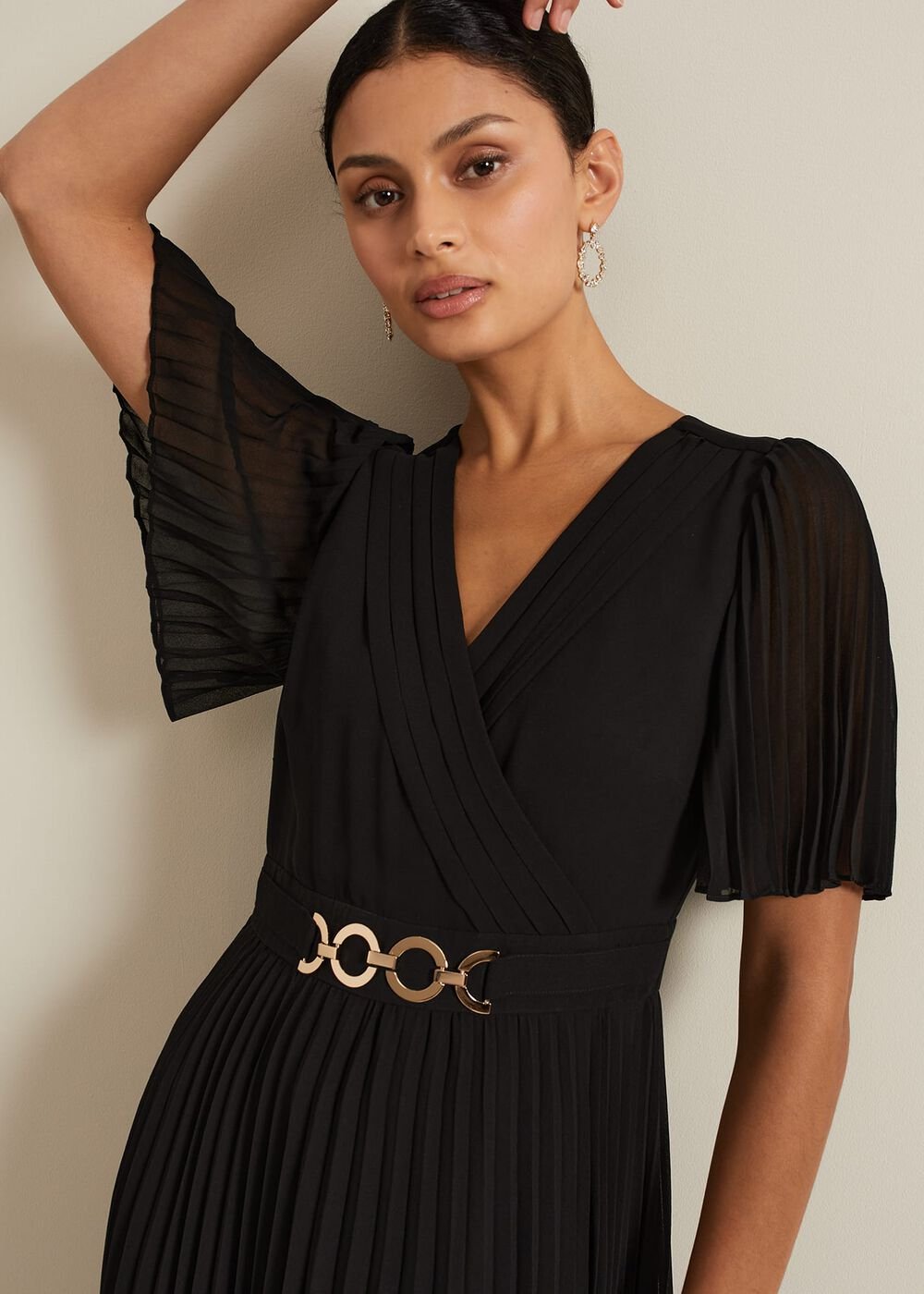 Yasmina Pleated Maxi Dress - Black