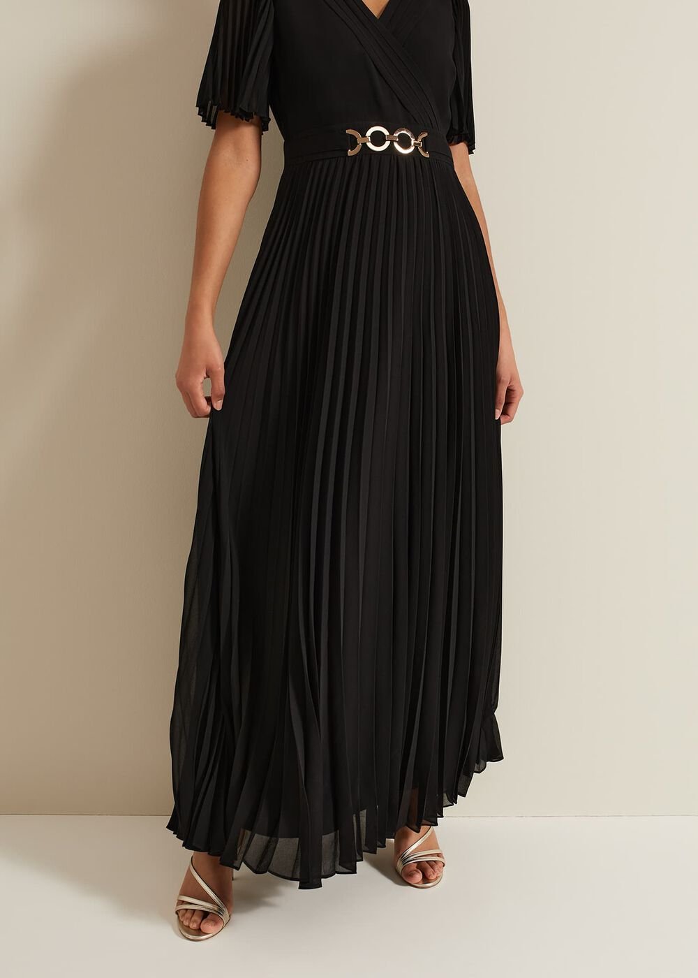 Yasmina Pleated Maxi Dress - Black