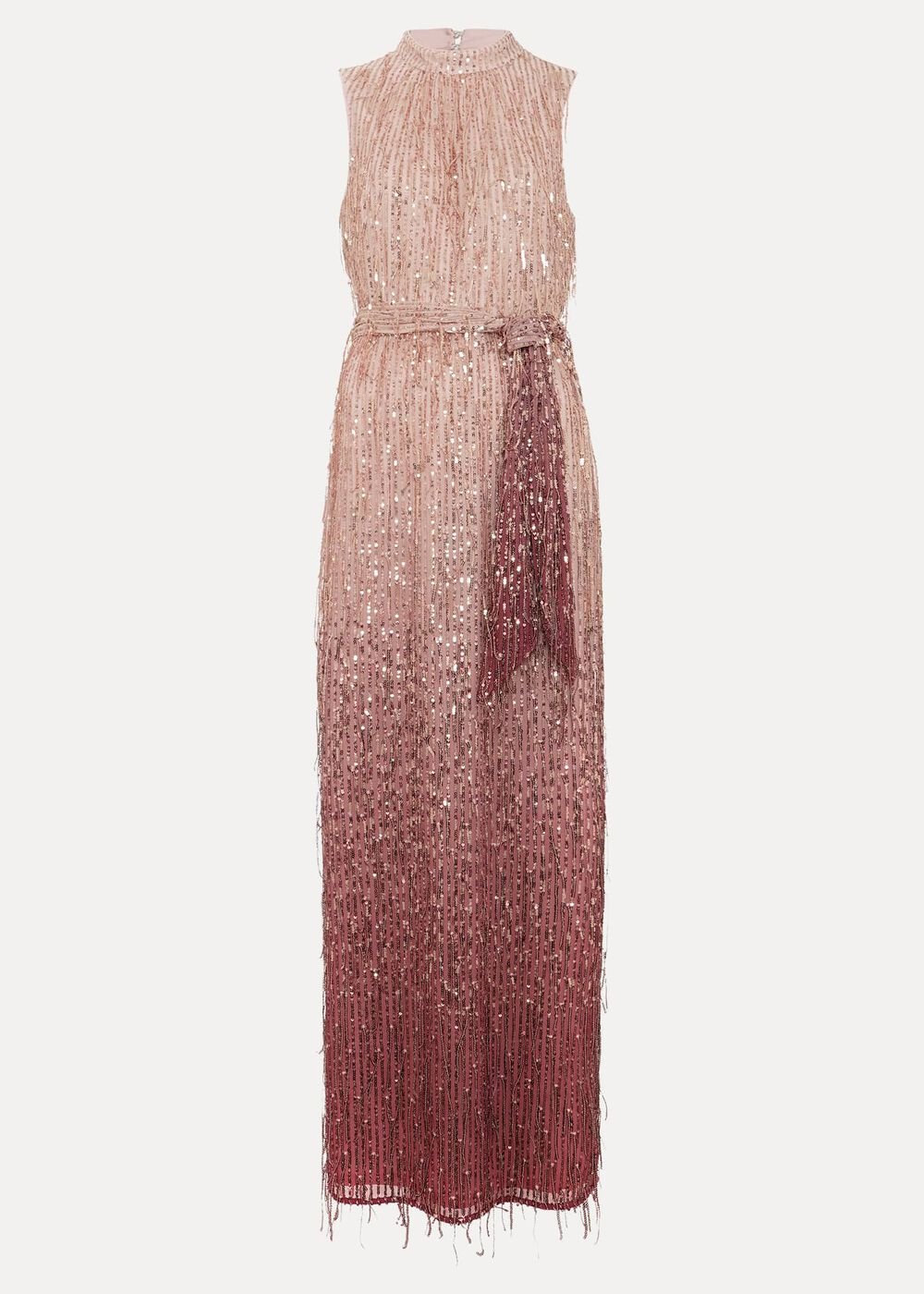 Becka Fringe Sequin Maxi Dress - Pink