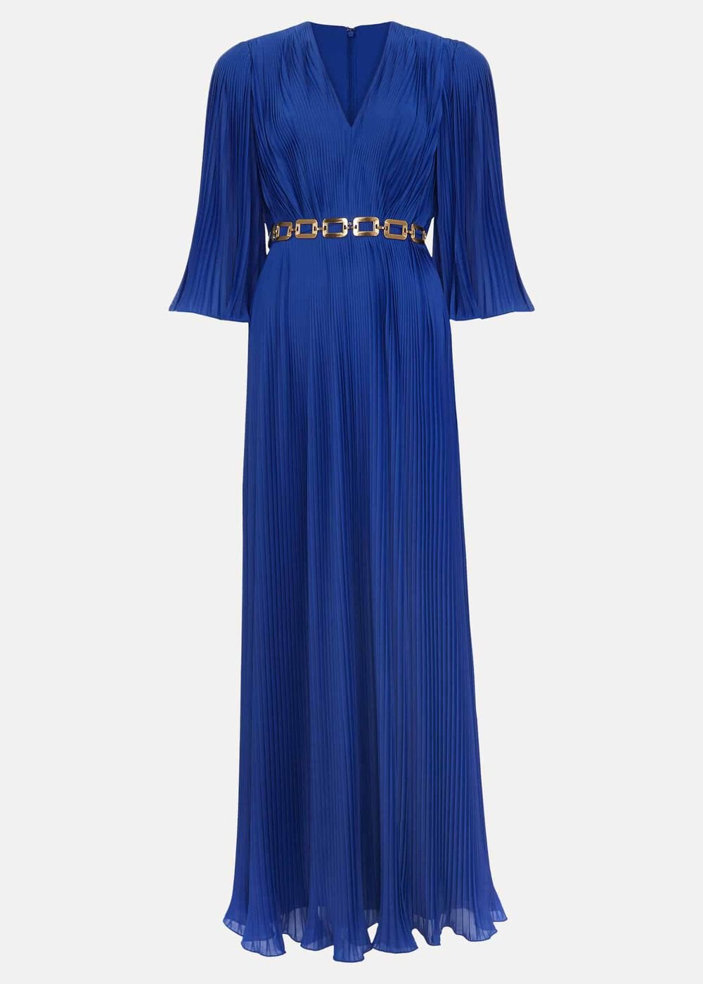 Venetia Pleat Beaded Maxi Dress - Blue