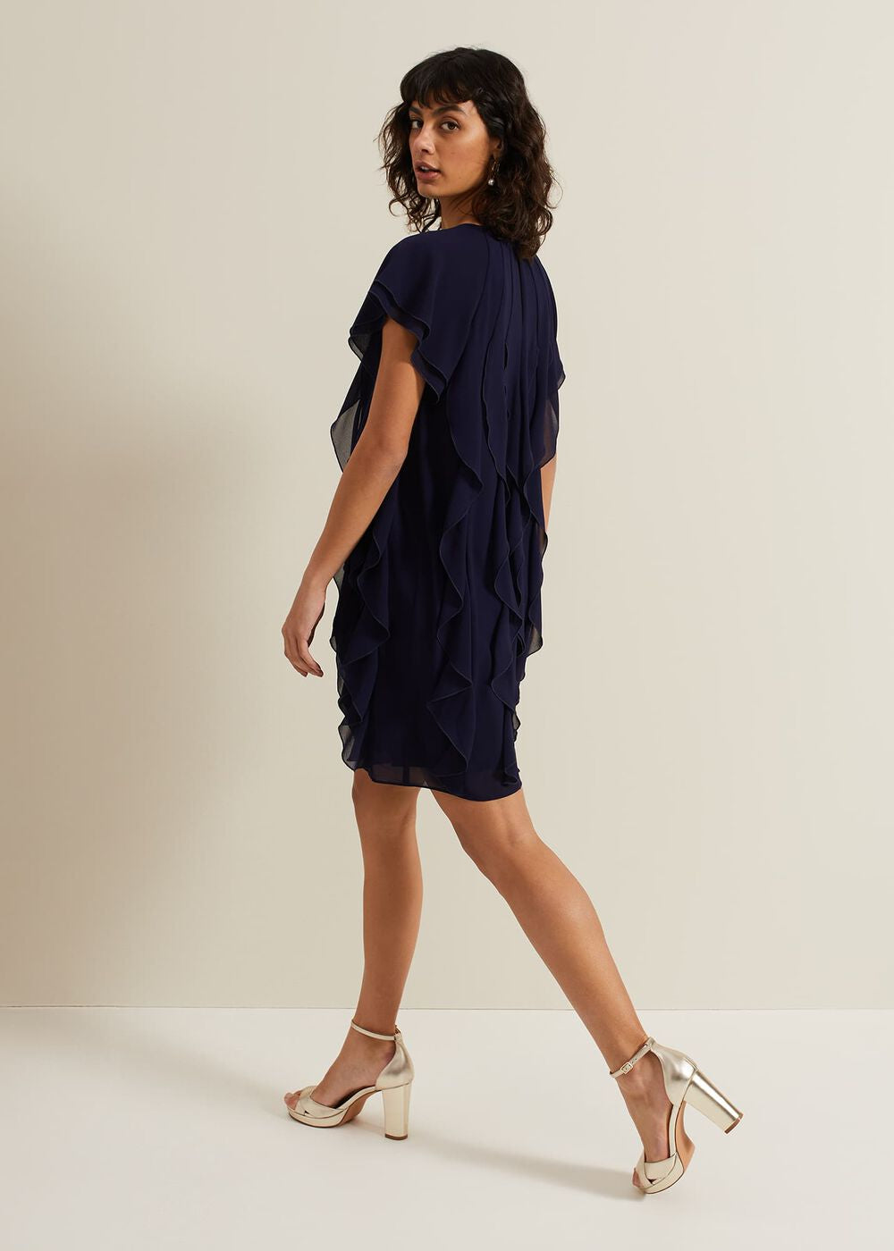 Claudette Frill Dress - Navy