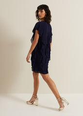 Claudette Frill Dress - Navy