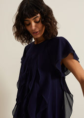 Claudette Frill Dress - Navy