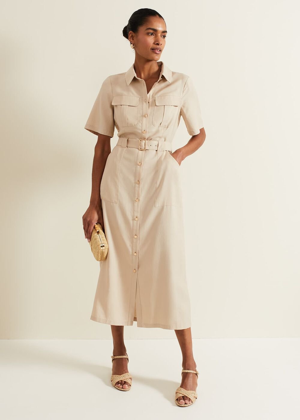 Willow Utility Midi Dress - Stone