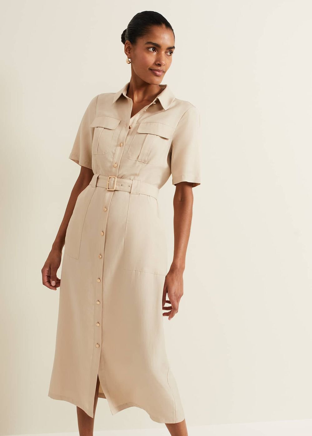 Willow Utility Midi Dress - Stone